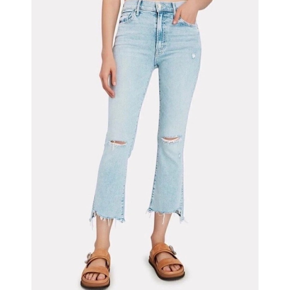 Mother Insider Crop Step Chew Jeans Drinking By The Pool Size 24